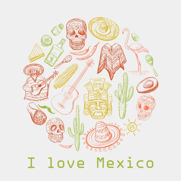 Símbolos de cultura mexicana — Vector de stock