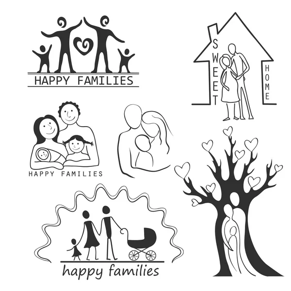 Conjunto de iconos familiares editables para su diseño — Archivo Imágenes Vectoriales