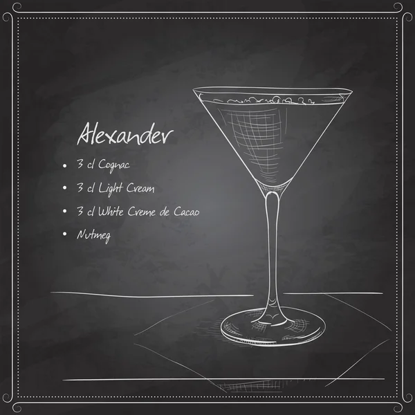 Coctail alexandr auf schwarzem Brett — Stockvektor