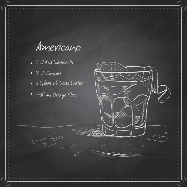 Coctail americano auf schwarzem Brett — Stockvektor