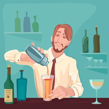 Barmen kokteyl parti için vektör çizim