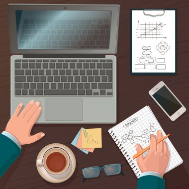 Çalışma, işadamı Üstten Görünüm