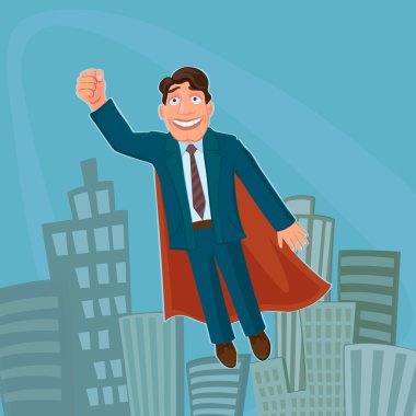 Businessman Superhero. Successful, strong and clever. Excellent vector illustration, EPS 10 clipart