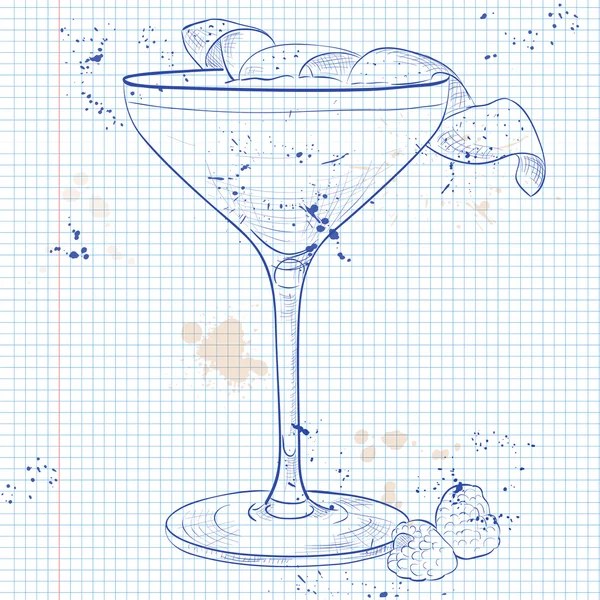 Clover Club Cocktail su una pagina di notebook — Vettoriale Stock