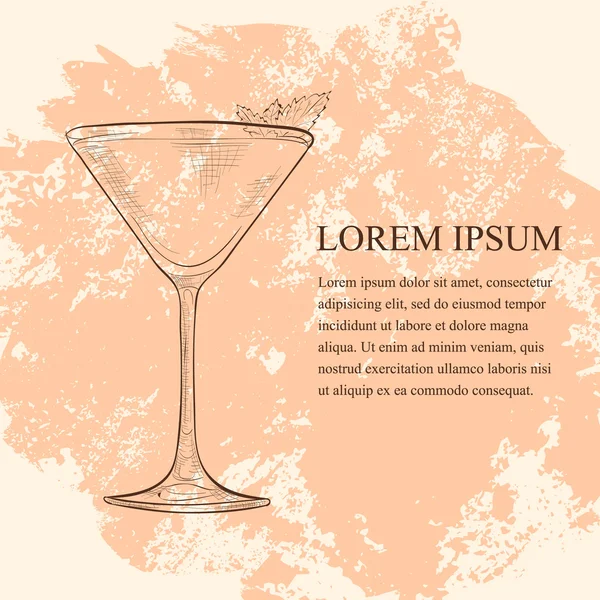 Derby scetch это коктейль, который содержит джин, персиковые горькие и мятные листья — стоковый вектор
