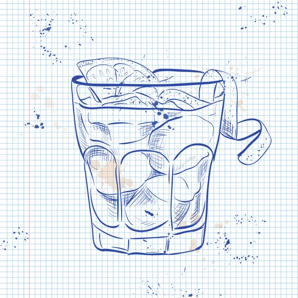 O Cocktail Americano em uma página de caderno —  Vetores de Stock