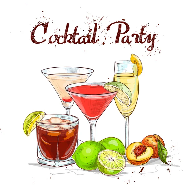 El Cocktail Set inolvidable la fiesta de cóctel — Archivo Imágenes Vectoriales