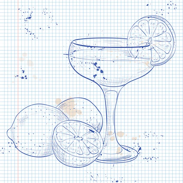 O Cocktail Daiquiri em uma página de caderno —  Vetores de Stock