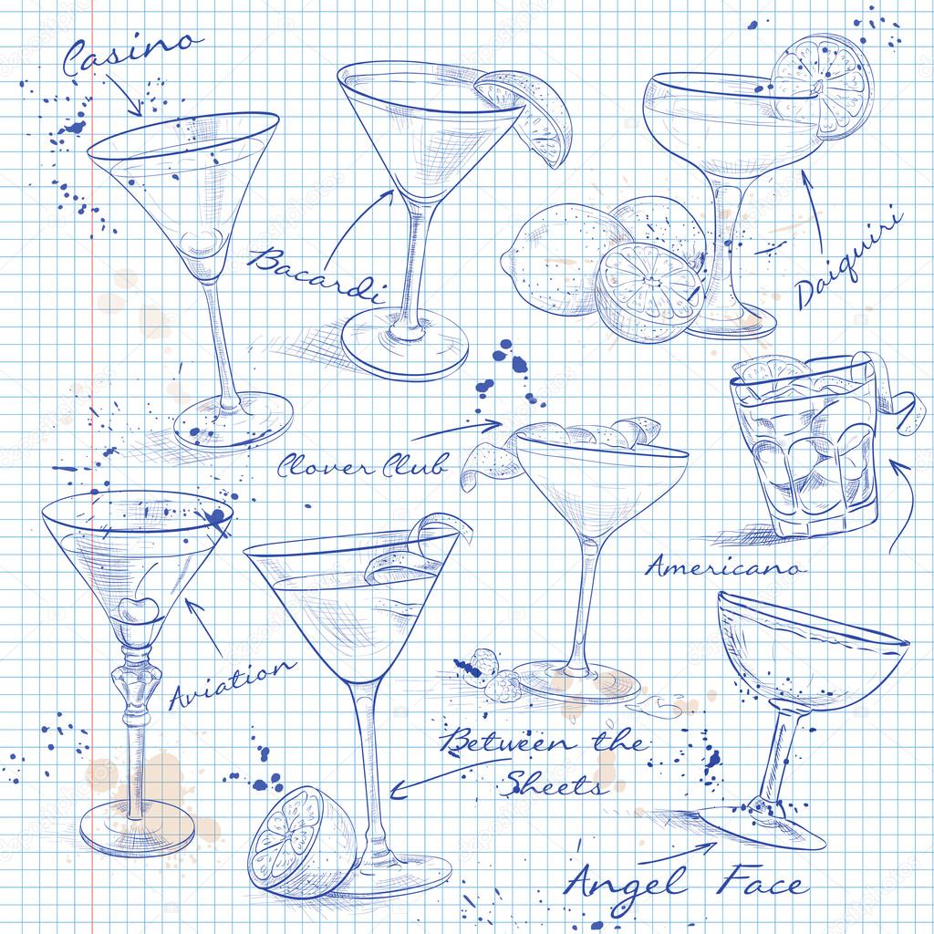 The Unforgettables Cocktail Set on a notebook page