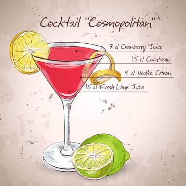 Kırmızı Cosmopolitan kokteyl