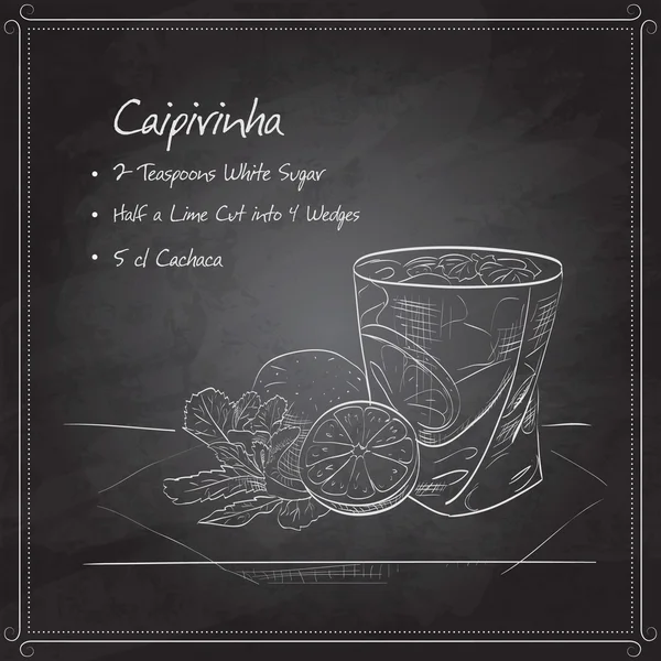 Cocktail Caipirinha sur tableau noir — Image vectorielle