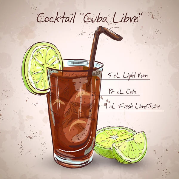 Cóctel Cuba Libre — Vector de stock