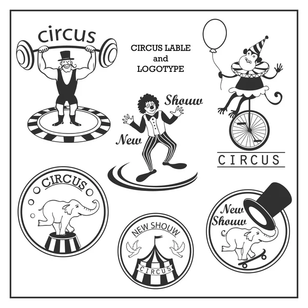 Esboço circo lable e logotipo em estilo vintage —  Vetores de Stock