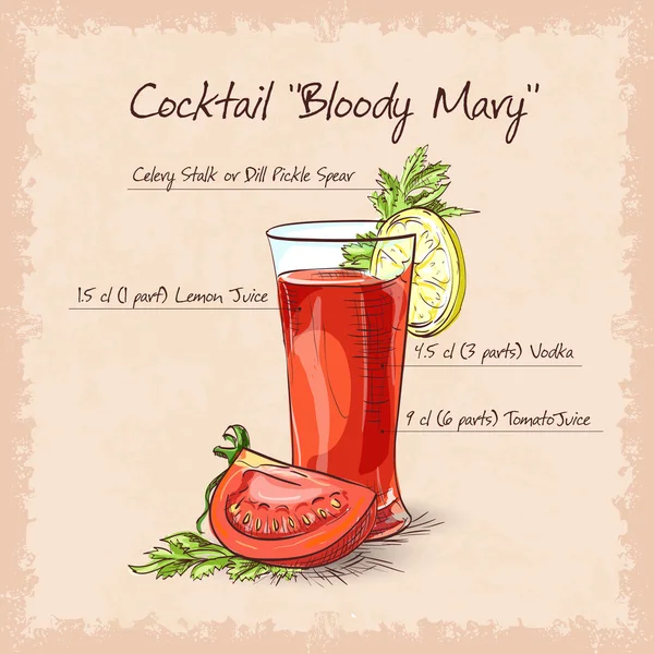 Bloody mary cocktail — Stockvector