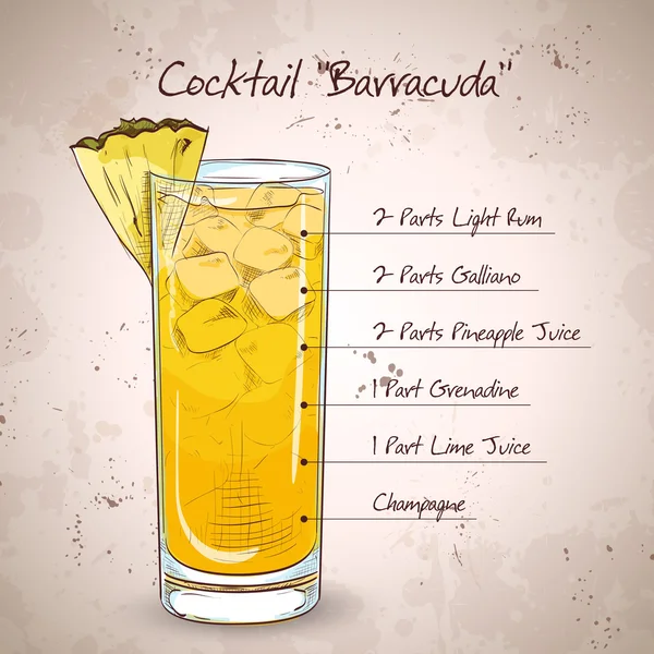 Boisson dure Cocktail Barracuda — Image vectorielle