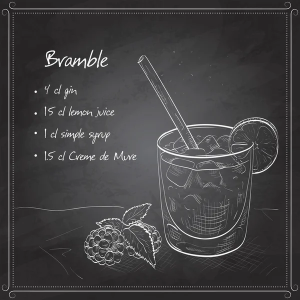 Cocktail-Bramble auf schwarzem Brett — Stockvektor