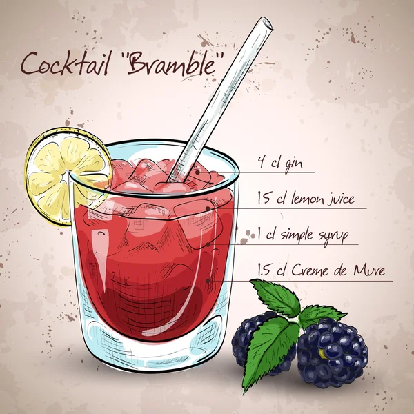 Cocktail alcoolisé Bramble — Image vectorielle