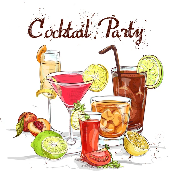 Contemporary Classics Cocktail Set cocktail party — Stock Vector