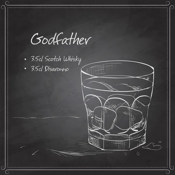 Alcoholic Cocktail Godfather on black board — Stock Vector