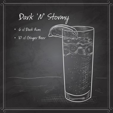 Cocktail Dark N Stormy on black board vector Cocktail Dark N Stormy on black board vector