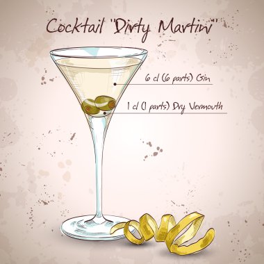 Cocktail Dirty Martini clipart