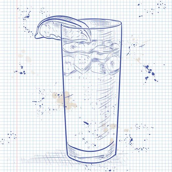 Cocktail Dark N Stormy em uma página de caderno — Vetor de Stock