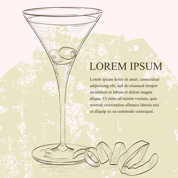 Cóctel Dirty Martini scetch — Archivo Imágenes Vectoriales