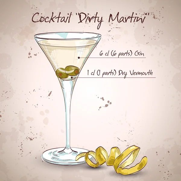 Cocktail schmutzige Martini — Stockvektor