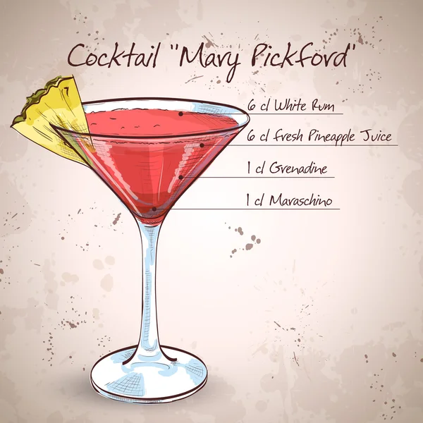 Kokteyl Mary Pickford — Stok Vektör