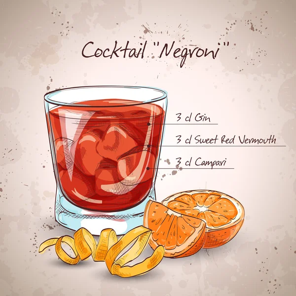 Cóctel alcohólico Negroni — Vector de stock