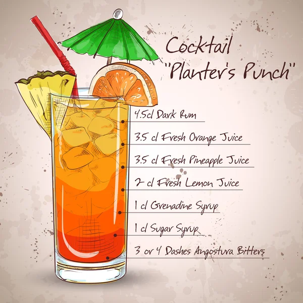 Pflanzpunsch-Cocktail — Stockvektor