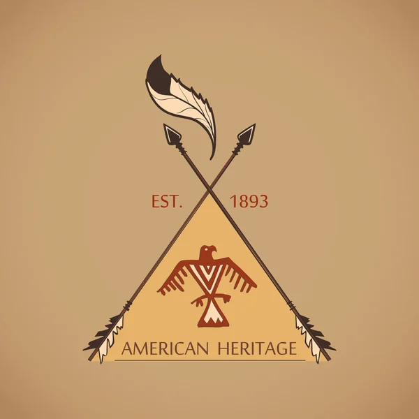 American indian emblem och etiketter — Stock vektor