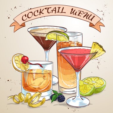 Contemporary Classics Cocktail menu clipart