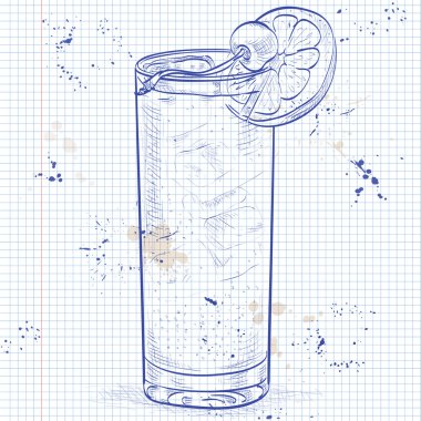 Cocktail John Collins on a notebook page