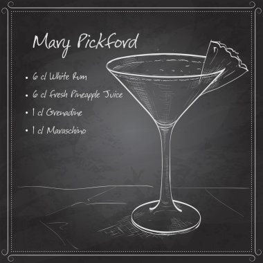 Cocktail Mary Pickford on black board