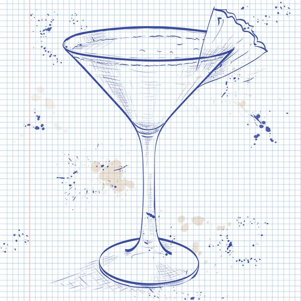 Cocktail Mary Pickford on a notebook page — Stok Vektör