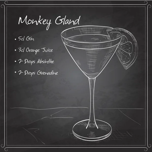 Коктейль Monkey Gland на черной доске — стоковый вектор