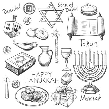 Set of Happy Hanukkah designed elements