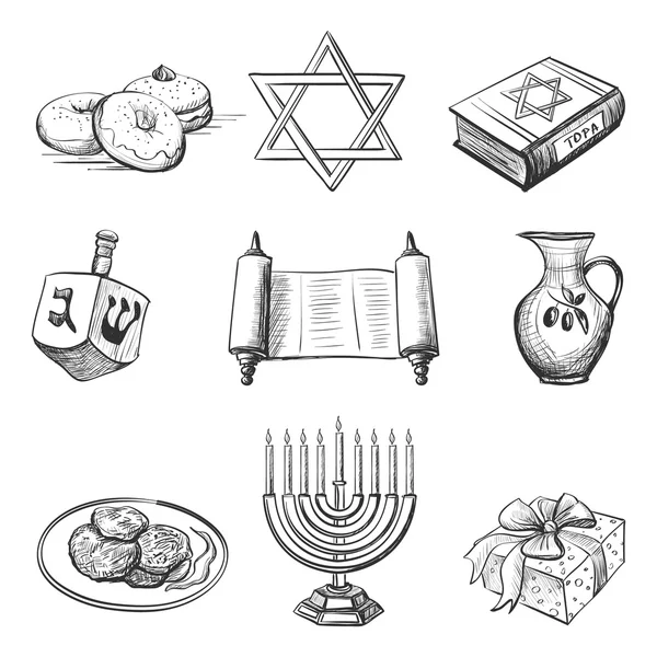 Illustration set of element for hanukkah — Stock Vector