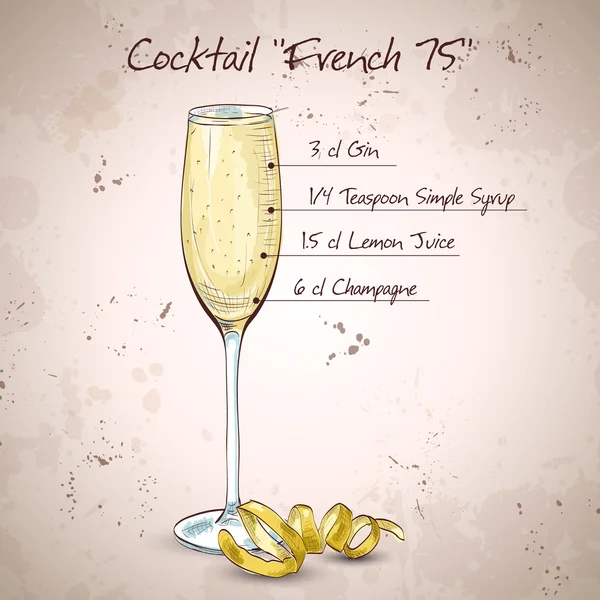 Cocktail French 75 —  Vetores de Stock