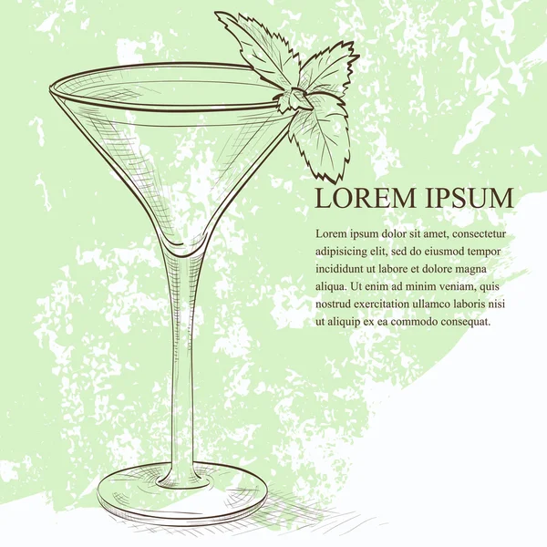 Grasshopper alcoholic cocktail scetch — ストックベクタ
