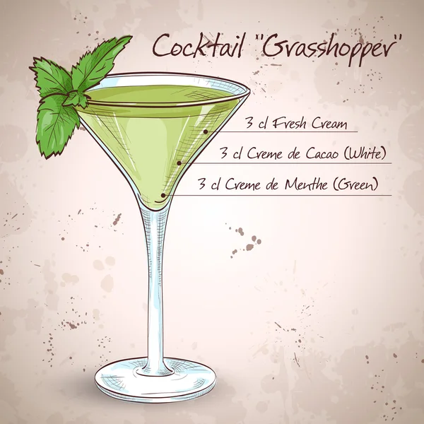 Grasshopper alcoholic cocktail — Stock Vector