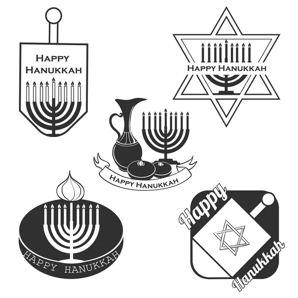 Coleção de vetores de rótulos e elementos para Hanukkah — Vetor de Stock
