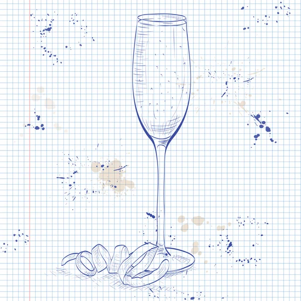 Cocktail français 75 sur une page de carnet — Image vectorielle
