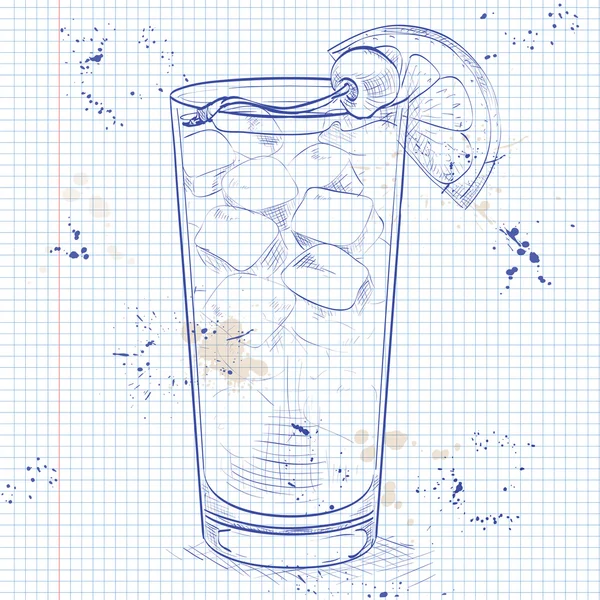 Cocktail Harvey Wallbanger on a notebook page — Stock Vector