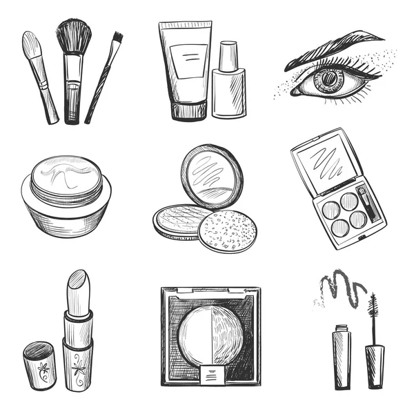 Ručně kreslenou make-up ikony — Stockový vektor