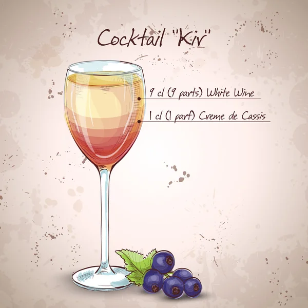 Cocktail de álcool Kir — Vetor de Stock