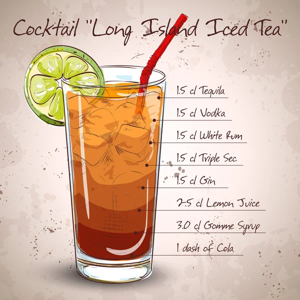 Kokteyl Long Island buzlu çay — Stok Vektör