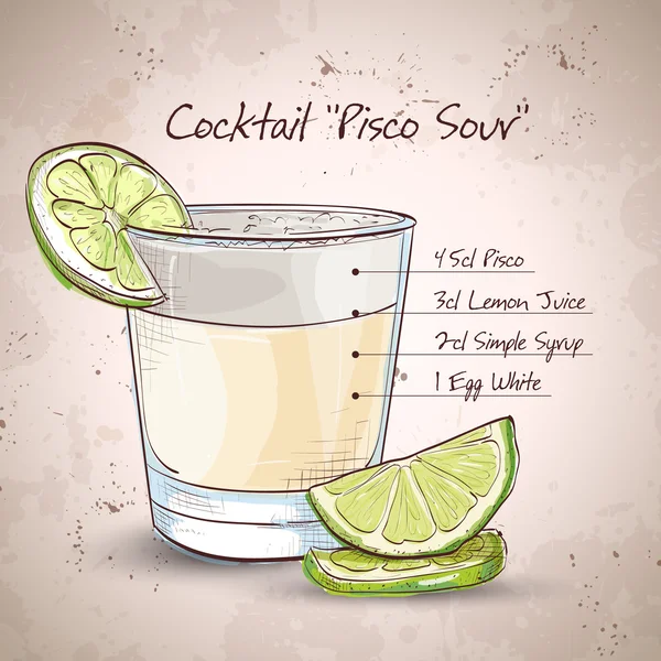 Cocktail Pisco azedo — Vetor de Stock