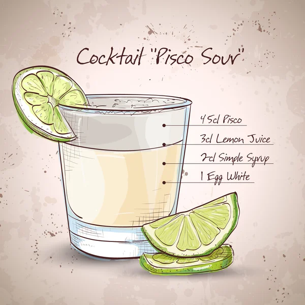 Cocktail Pisco azedo —  Vetores de Stock